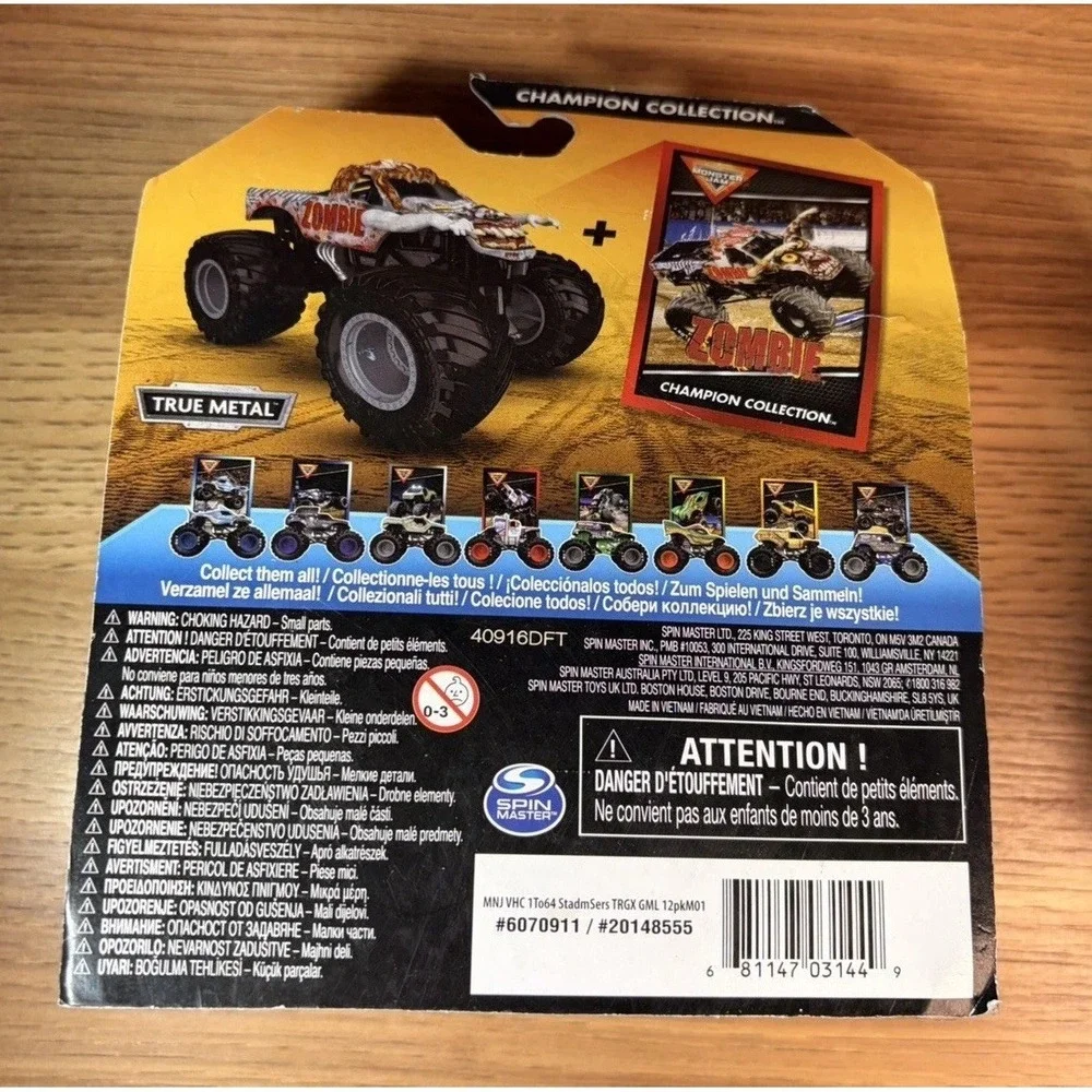 Monster Jam Trucks Champion Collection: Zombie, Megalodon & Marvel 1:64 Diecast
